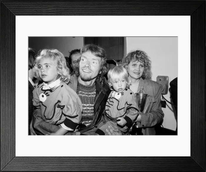 Framed Print : Richard Branson pictured with his girlfriend Joan Templeman and their two children Holly