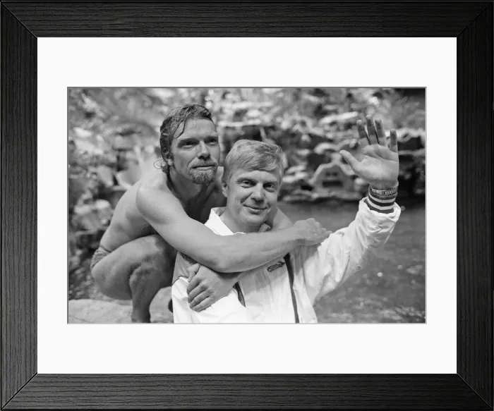 Framed Print : Richard Branson pictured with his co-pilot Per Linstrand