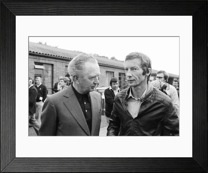 Framed Print : Lester Piggott and trainer Vincent O Brien at Epsom Racecourse, Tuesday 6th June 1978 Framed Print : Lester Piggott and trainer Vincent O Brien at Epsom Racecourse, Tuesday 6th June 1978