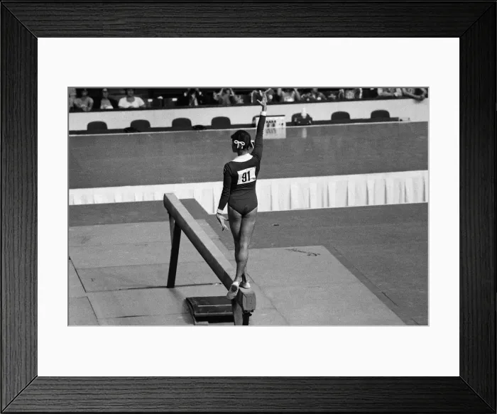Framed Print : The 1976 Summer Olympics in Montreal, Canada. Pictured, Russian gymnast Olga Korbut Framed Print : The 1976 Summer Olympics in Montreal, Canada. Pictured, Russian gymnast Olga Korbut