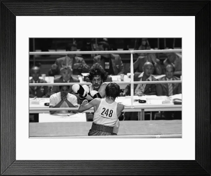 Framed Print : Boxing at the 1976 Summer Olympics in Montreal, Canada. Pictured Framed Print : Boxing at the 1976 Summer Olympics in Montreal, Canada. Pictured