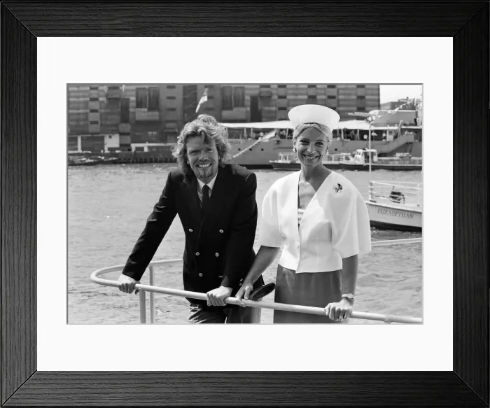 Framed Print : Record-breaking ocean racer Richard Branson powers his Framed Print : Record-breaking ocean racer Richard Branson powers his