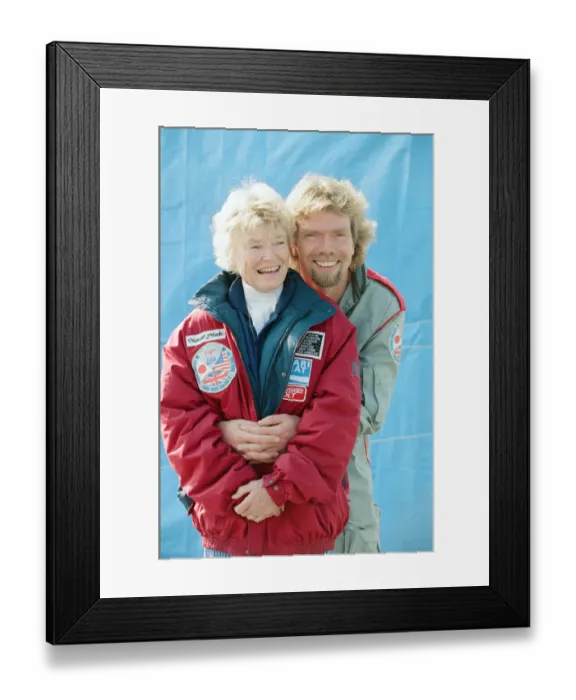 Framed Print : Richard Branson pictured with his mother. He is hoping to make the 6200 mile trip to Framed Print : Richard Branson pictured with his mother. He is hoping to make the 6200 mile trip to