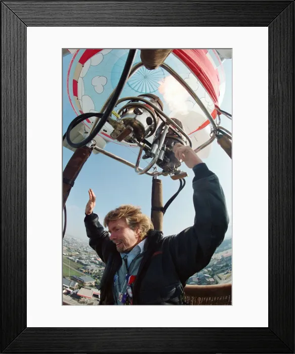 Framed Print : Richard Branson pictured in Southern Japan, hoping to make the 6200 mile trip to America Framed Print : Richard Branson pictured in Southern Japan, hoping to make the 6200 mile trip to America