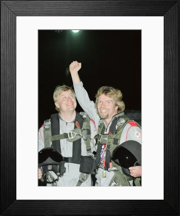 Framed Print : Richard Branson and co-pilot Per Lindstrand pictured in Southern Japan Framed Print : Richard Branson and co-pilot Per Lindstrand pictured in Southern Japan