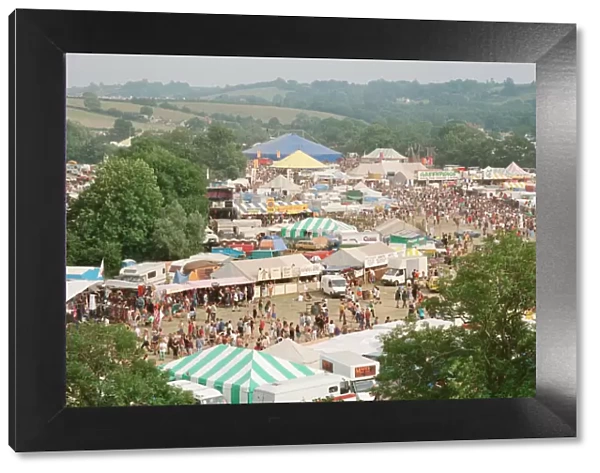 Glastonbury Festival, Worthy Farm, Picton, Somerset. A colourful overview of