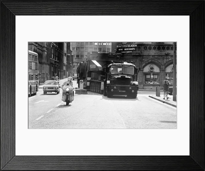 Framed Print : Large Load being moved through the streets of Middlesbrough, Durham Street, Circa 1973