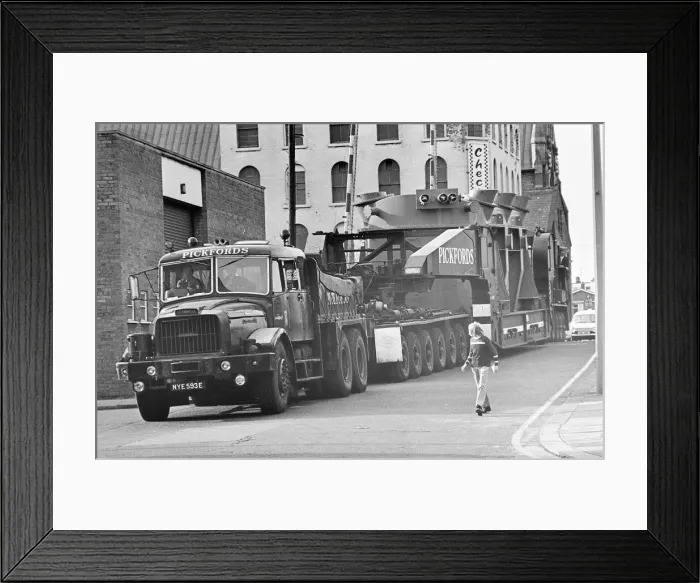 Framed Print : Large Load being moved through the streets of Middlesbrough, Durham Street, Circa 1973