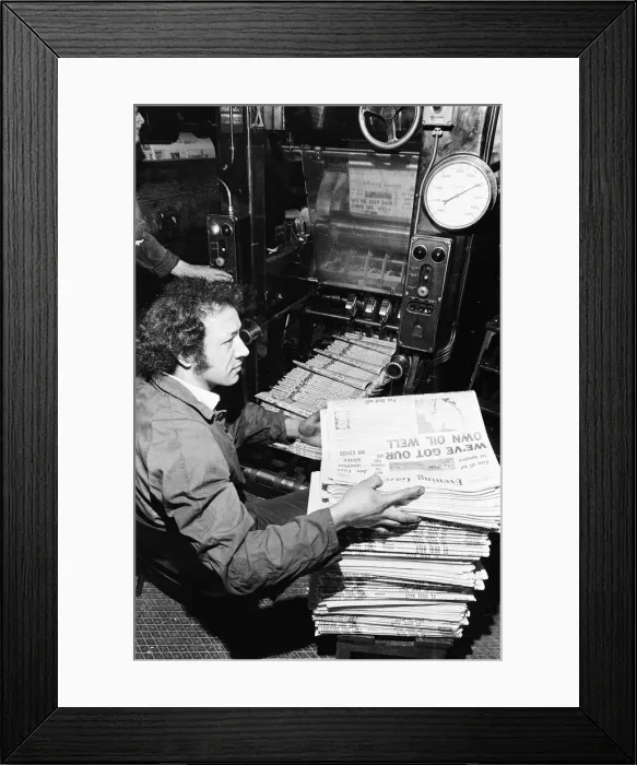 Framed Print : Evening Gazette Newspaper Print Site, Circa 1973. Headline