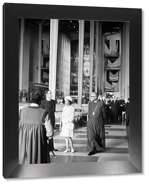 Queen Elizabeth II visits the new Coventry Cathedral. 30th June 1970