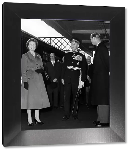 Queen Elizabeth II land Prince Philip, Duke of Edinburgh leaving Coventry Station