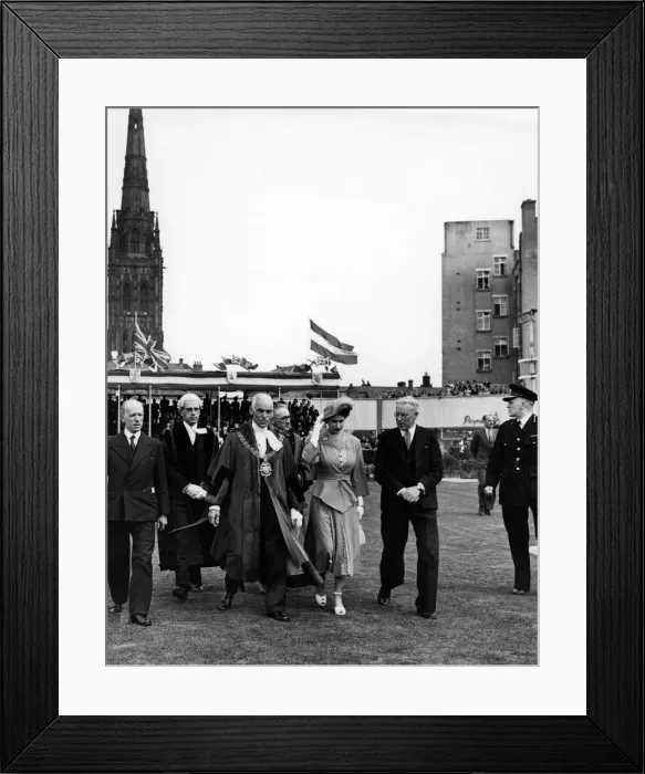 Framed Print : Princess Elizabeth visits Coventry. During her visit the Princess inaugurated the new Framed Print : Princess Elizabeth visits Coventry. During her visit the Princess inaugurated the new