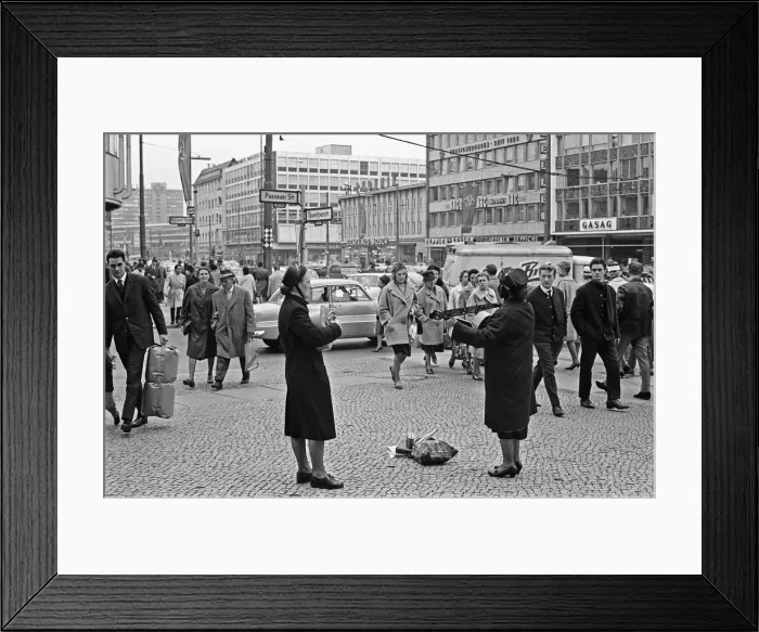 Framed Print : Members of the Salvation Army perform on the corner of Passauer Strasse
