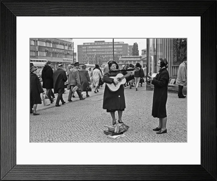 Framed Print : Members of the Salvation Army perform on the corner of Passauer Strasse Framed Print : Members of the Salvation Army perform on the corner of Passauer Strasse