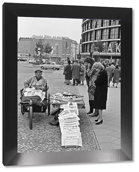 Newspaper vendor on the corner of Rankestrafze, Berlin Circa 1965
