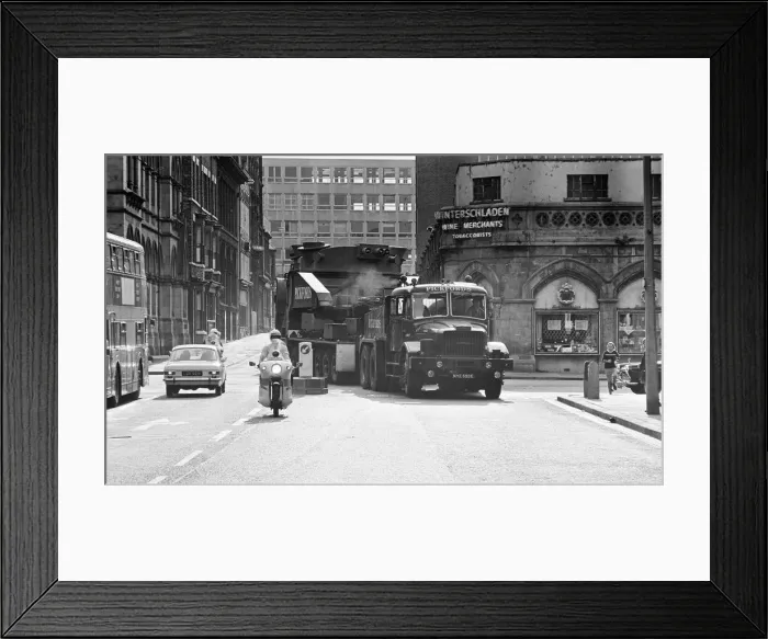 Framed Print : Large Load being moved through the streets of Middlesbrough, Durham Street, Circa 1973 Framed Print : Large Load being moved through the streets of Middlesbrough, Durham Street, Circa 1973