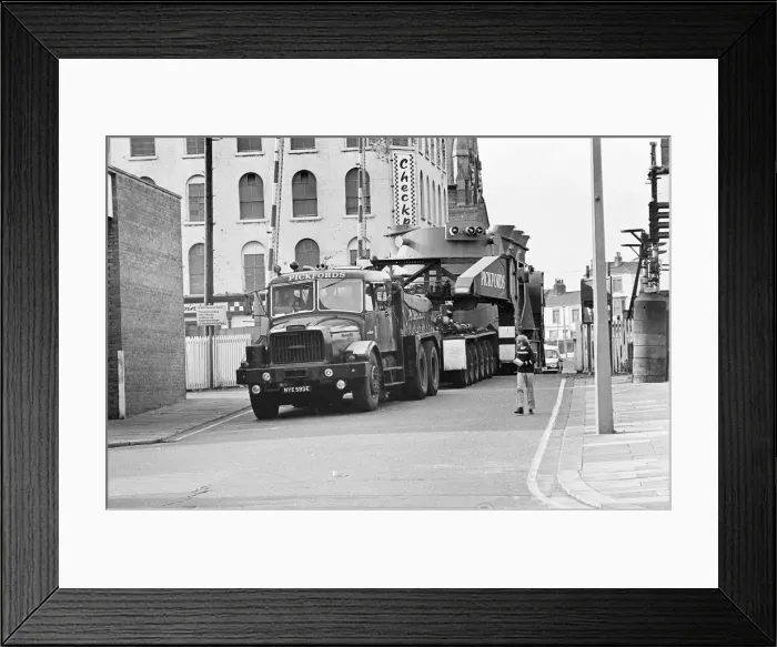 Framed Print : Large Load being moved through the streets of Middlesbrough, Durham Street, Circa 1973 Framed Print : Large Load being moved through the streets of Middlesbrough, Durham Street, Circa 1973