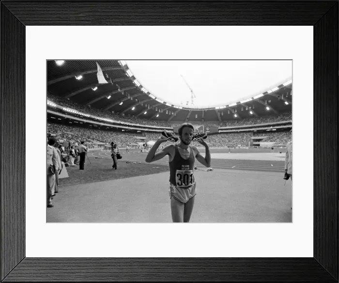 Framed Print : The 1976 Summer Olympics in Montreal, Canada. Pictured, the winner Framed Print : The 1976 Summer Olympics in Montreal, Canada. Pictured, the winner