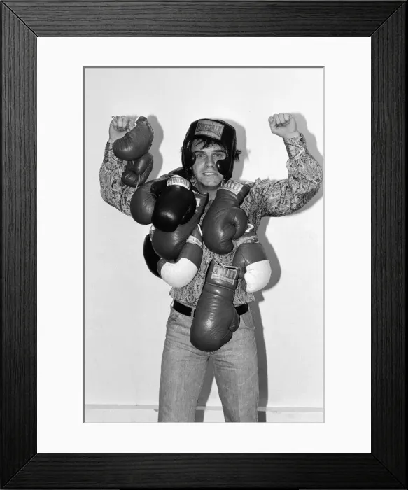 Framed Print : Freddie Starr, Comedian, pictured with boxing gloves, January 1981 Framed Print : Freddie Starr, Comedian, pictured with boxing gloves, January 1981