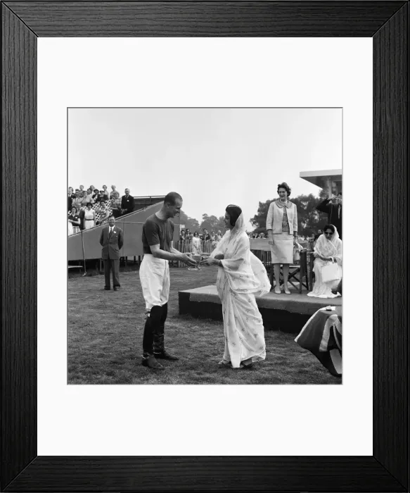 Framed Print : The Maharani of Jaipur presents Prince Philip, Duke of Edinburgh with the Victoria Cup Framed Print : The Maharani of Jaipur presents Prince Philip, Duke of Edinburgh with the Victoria Cup