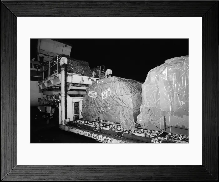 Framed Print : In the early hours of this morning a huge freight plane was loaded up at Gatwick Airport Framed Print : In the early hours of this morning a huge freight plane was loaded up at Gatwick Airport