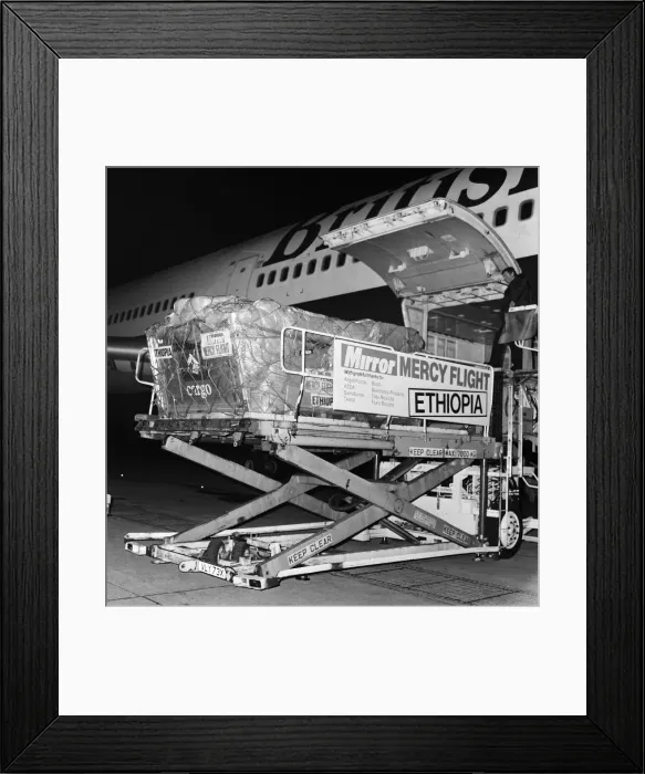 Framed Print : Speedbird 9401, the Daily Mirror Mercy Flight is loaded up with 30 tonnes of food Framed Print : Speedbird 9401, the Daily Mirror Mercy Flight is loaded up with 30 tonnes of food