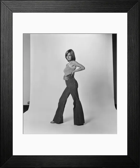 Framed Print : Model wearing Jeans, Studio Pix, Thursday 3rd June 1976 Framed Print : Model wearing Jeans, Studio Pix, Thursday 3rd June 1976