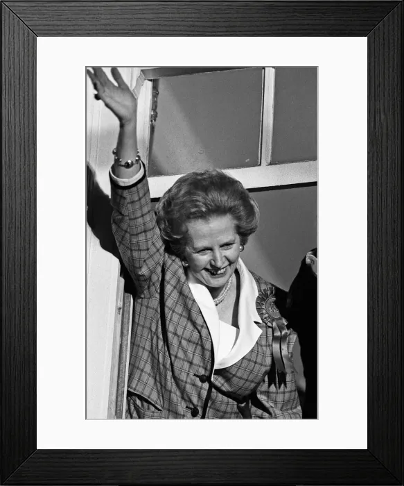 Framed Print : Prime Minister Margaret Thatcher, celebrate winning a third term in government for Framed Print : Prime Minister Margaret Thatcher, celebrate winning a third term in government for