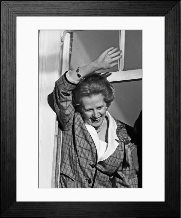 Framed Print : Prime Minister Margaret Thatcher, celebrate winning a third term in government for Framed Print : Prime Minister Margaret Thatcher, celebrate winning a third term in government for