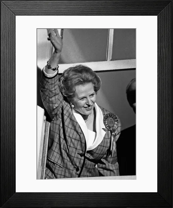 Framed Print : Prime Minister Margaret Thatcher, celebrate winning a third term in government for Framed Print : Prime Minister Margaret Thatcher, celebrate winning a third term in government for