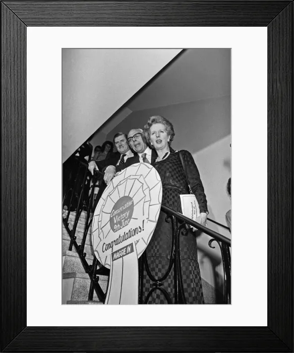 Framed Print : Prime Minister Margaret Thatcher, with husband Denis and Conservative Party Chairman Framed Print : Prime Minister Margaret Thatcher, with husband Denis and Conservative Party Chairman