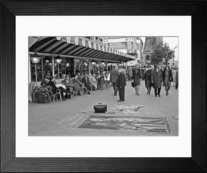 Framed Print : Passers by stop and admire the work of street artists, who uses the pavements of Framed Print : Passers by stop and admire the work of street artists, who uses the pavements of