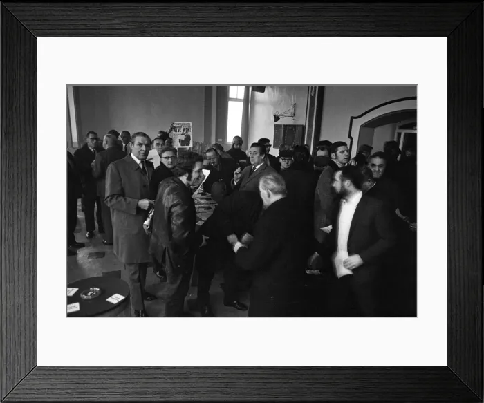 Framed Print : Miners from Woolley Colliery, near Barnsley, at the Welfare Club for the ballot today Framed Print : Miners from Woolley Colliery, near Barnsley, at the Welfare Club for the ballot today