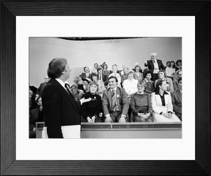 Framed Print : Miners leader Arthur Scargill faced questions from an audience selected by a leading Framed Print : Miners leader Arthur Scargill faced questions from an audience selected by a leading