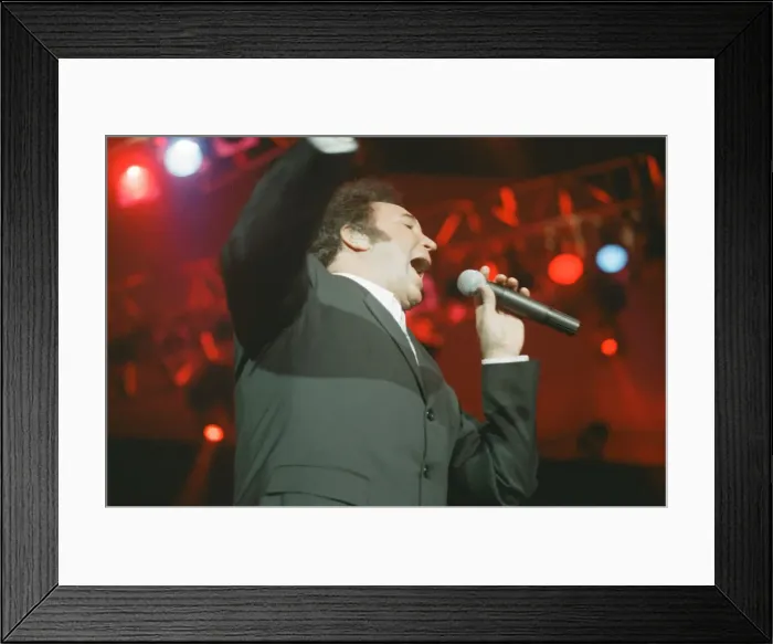 Framed Print : Tom Jones, (singer from Wales) performs at The Cardiff International Arena (The CIA Framed Print : Tom Jones, (singer from Wales) performs at The Cardiff International Arena (The CIA