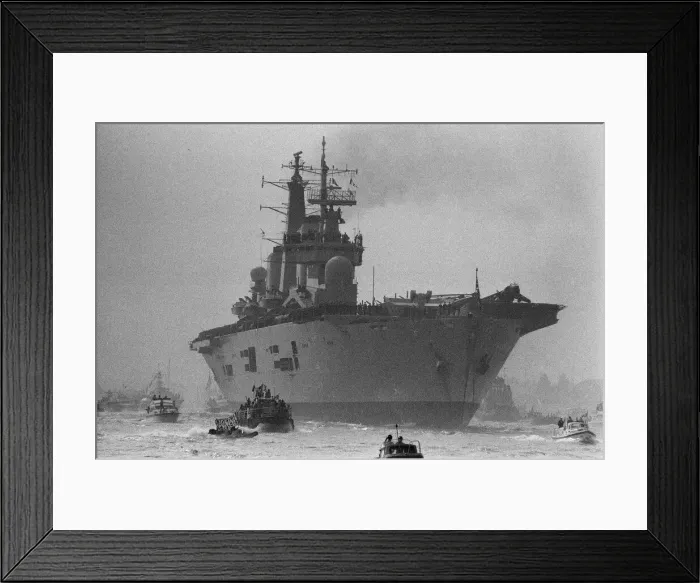 Framed Print : The carrier HMS Invincible sailed home from the Falklands to a tumultuous welcome Framed Print : The carrier HMS Invincible sailed home from the Falklands to a tumultuous welcome