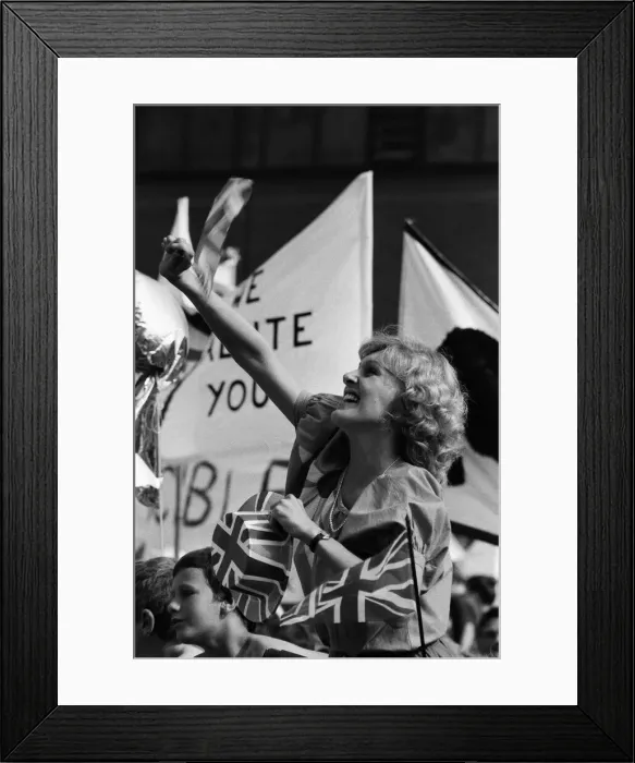 Framed Print : The carrier HMS Invincible sailed home from the Falklands to a tumultuous welcome Framed Print : The carrier HMS Invincible sailed home from the Falklands to a tumultuous welcome
