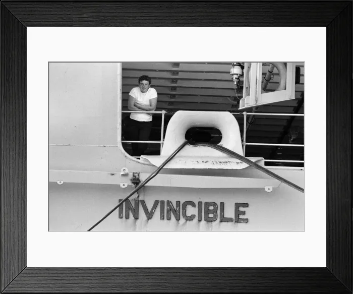Framed Print : The carrier HMS Invincible sailed home from the Falklands to a tumultuous welcome Framed Print : The carrier HMS Invincible sailed home from the Falklands to a tumultuous welcome