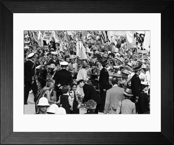 Framed Print : The carrier HMS Invincible sailed home from the Falklands to a tumultuous welcome Framed Print : The carrier HMS Invincible sailed home from the Falklands to a tumultuous welcome