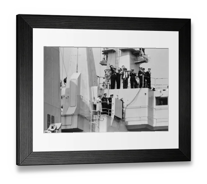Framed Print : The carrier HMS Invincible sailed home from the Falklands to a tumultuous welcome Framed Print : The carrier HMS Invincible sailed home from the Falklands to a tumultuous welcome