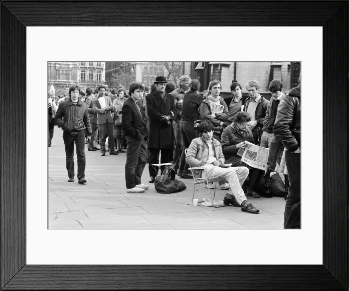 Framed Print : Scenes outside the House of Commons, where an emergency session is being held