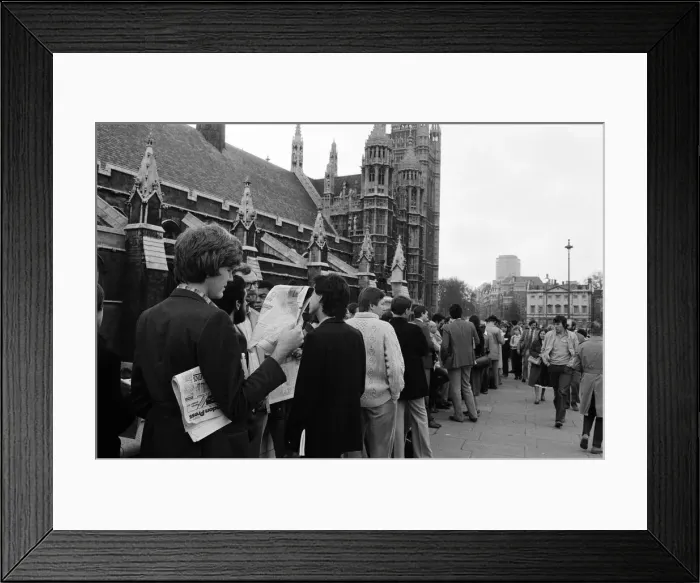 Framed Print : Scenes outside the House of Commons, where an emergency session is being held Framed Print : Scenes outside the House of Commons, where an emergency session is being held