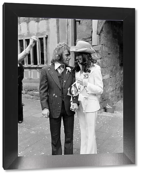 Freddie Starr and his bride Sandy Morgan after their marriage at a Registry Office in