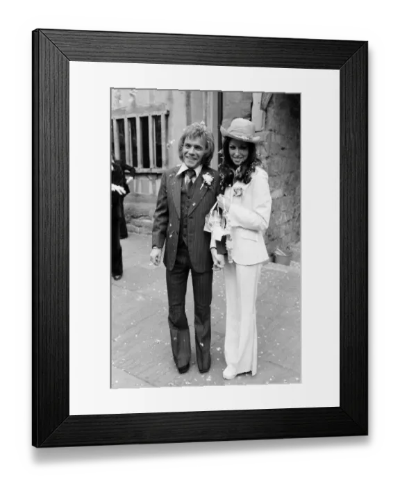 Framed Print : Freddie Starr and his bride Sandy Morgan after their marriage at a Registry Office in Framed Print : Freddie Starr and his bride Sandy Morgan after their marriage at a Registry Office in