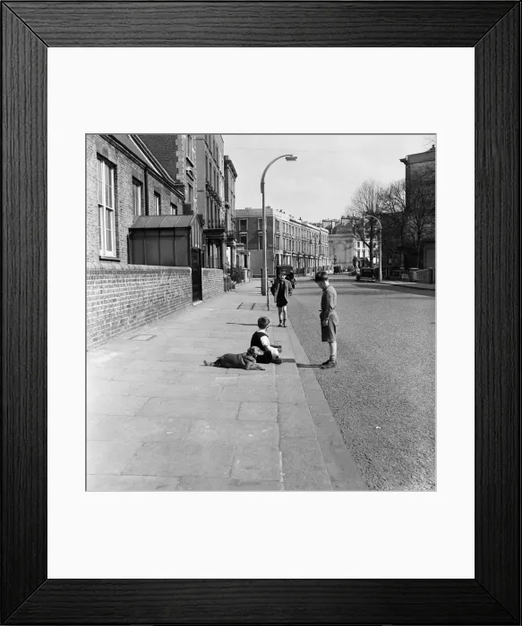 Framed Print : Children playing in the street, Formosa Street, London. 25th April 1955 Framed Print : Children playing in the street, Formosa Street, London. 25th April 1955
