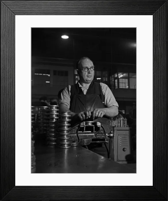 Framed Print : Diesel engines being assembled at the Perkins factory in Peterborough. 10th November 1949