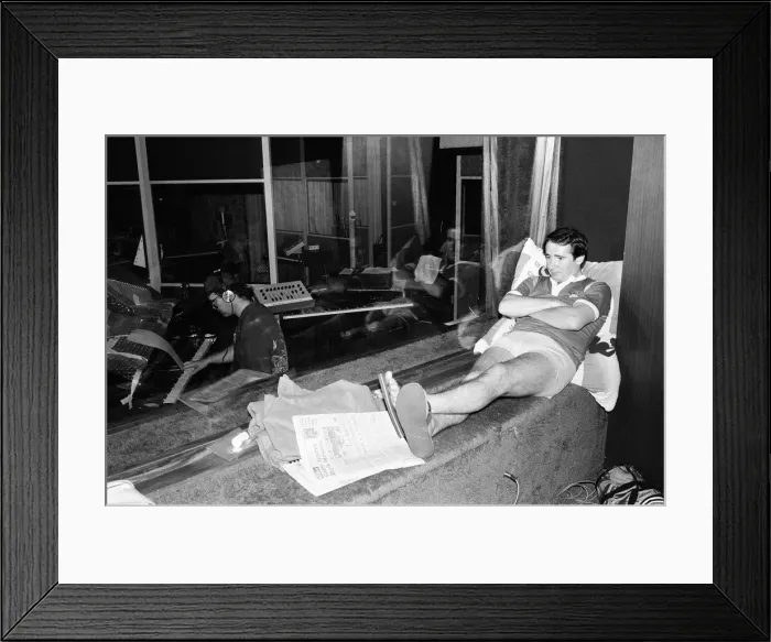 Framed Print : Elton John on the Caribbean island of Montserrat. Elton is on the island to record his Framed Print : Elton John on the Caribbean island of Montserrat. Elton is on the island to record his