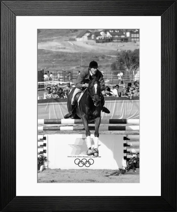 Framed Print : The 1984 Summer Olympics in Los Angeles. UK pentathlete Richard Phelps. July 1984