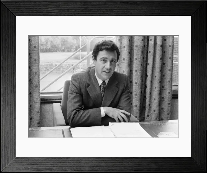 Framed Print : Geoffrey Robinson, Managing Director Jaguar Cars, pictured at his desk, Coventry Framed Print : Geoffrey Robinson, Managing Director Jaguar Cars, pictured at his desk, Coventry