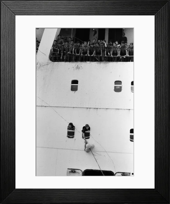 Framed Print : The cruise ship Canberra arrives back at her berth in Southampton Docks